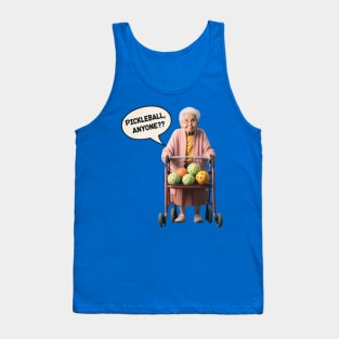 Pickleball, Anyone? Old Lady with a Walker #1 Tank Top